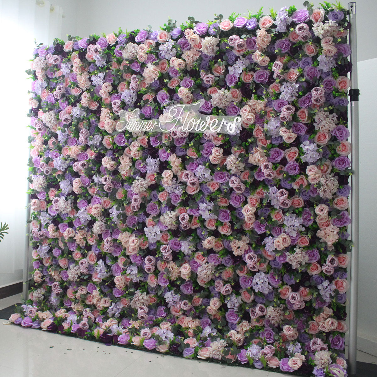 Summer Flower:CB-176 8ft*8ft Cloth Back Artificial Flower Wall Backdrop