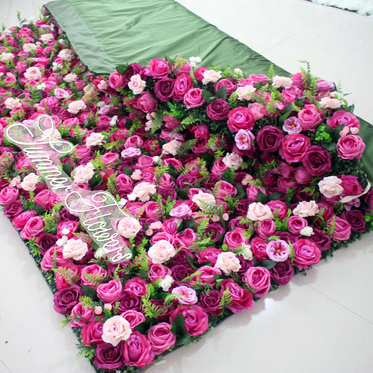 Summer Flower:CB-177 8ft*8ft Cloth Back Artificial Flower Wall Backdrop