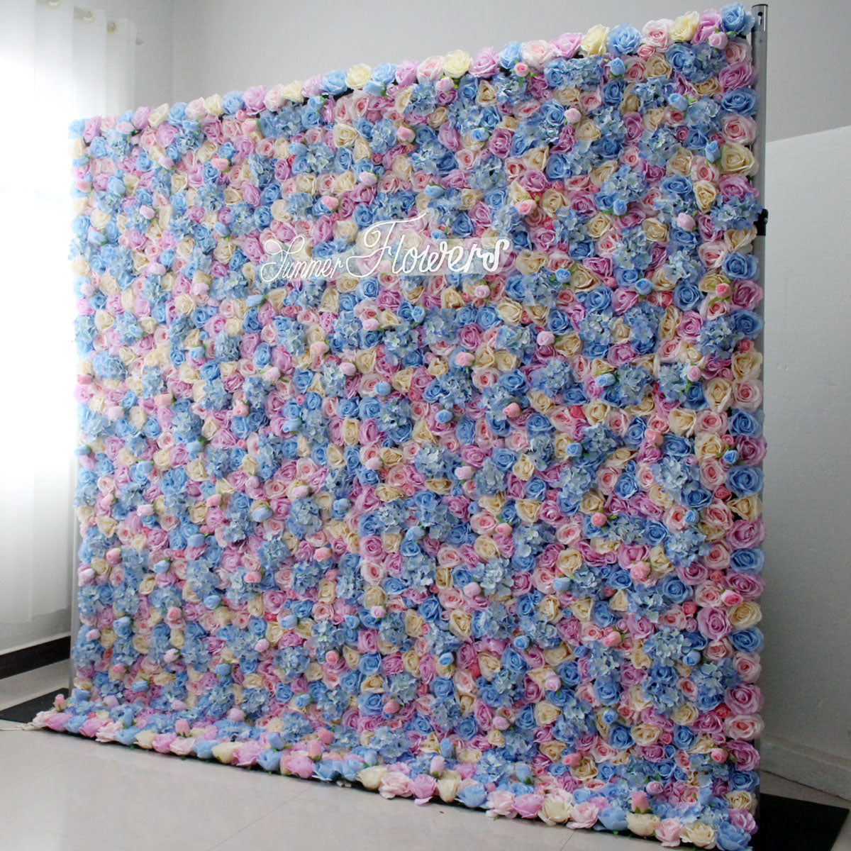 Summer Flower:CB-179 8ft*8ft Cloth Back Artificial Flower Wall Backdrop