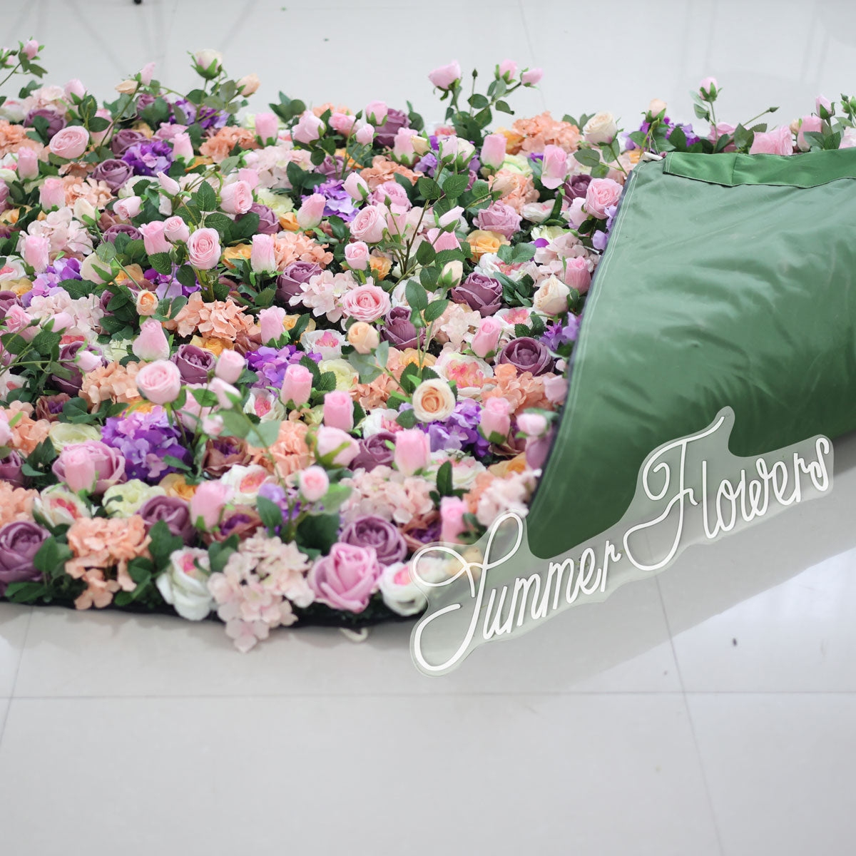 Summer Flower:CB-190 8ft*8ft Cloth Back Artificial Flower Wall Backdrop