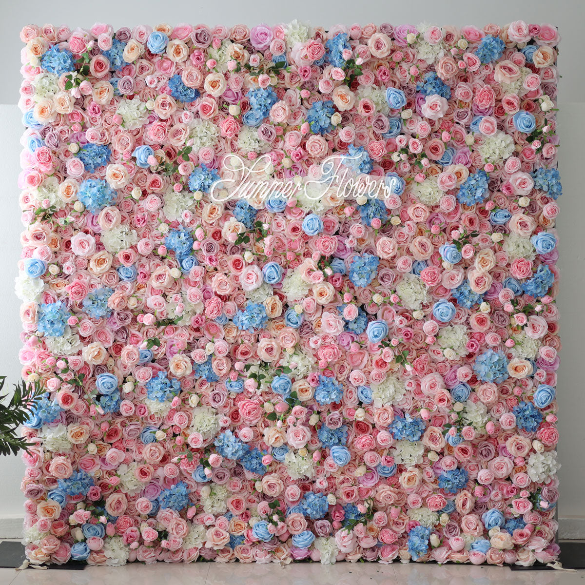 Summer Flower:CB-191 8ft*8ft Cloth Back Artificial Flower Wall Backdrop