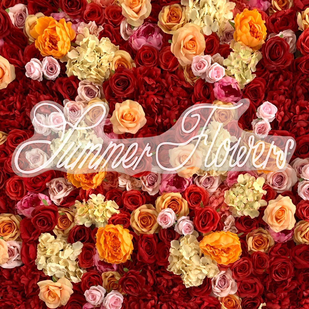 Summer Flower:CB-193 8ft*8ft Cloth Back Artificial Flower Wall Backdrop