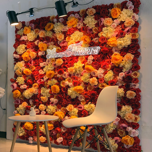 Summer Flower:CB-193 8ft*8ft Cloth Back Artificial Flower Wall Backdrop